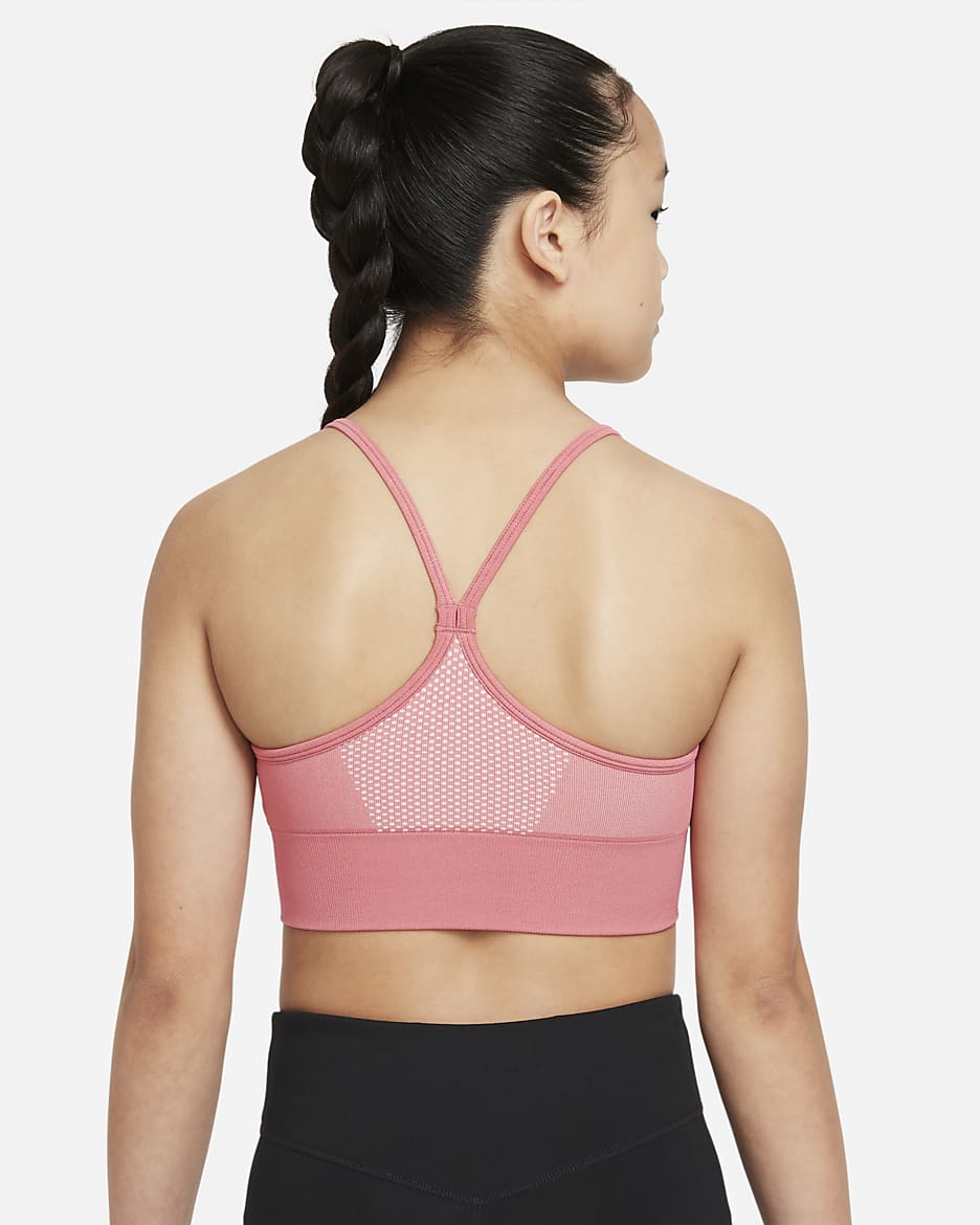 Bra deportivo para niñas talla grande Nike Indy - Rosa arcaico/Rosa arcaico