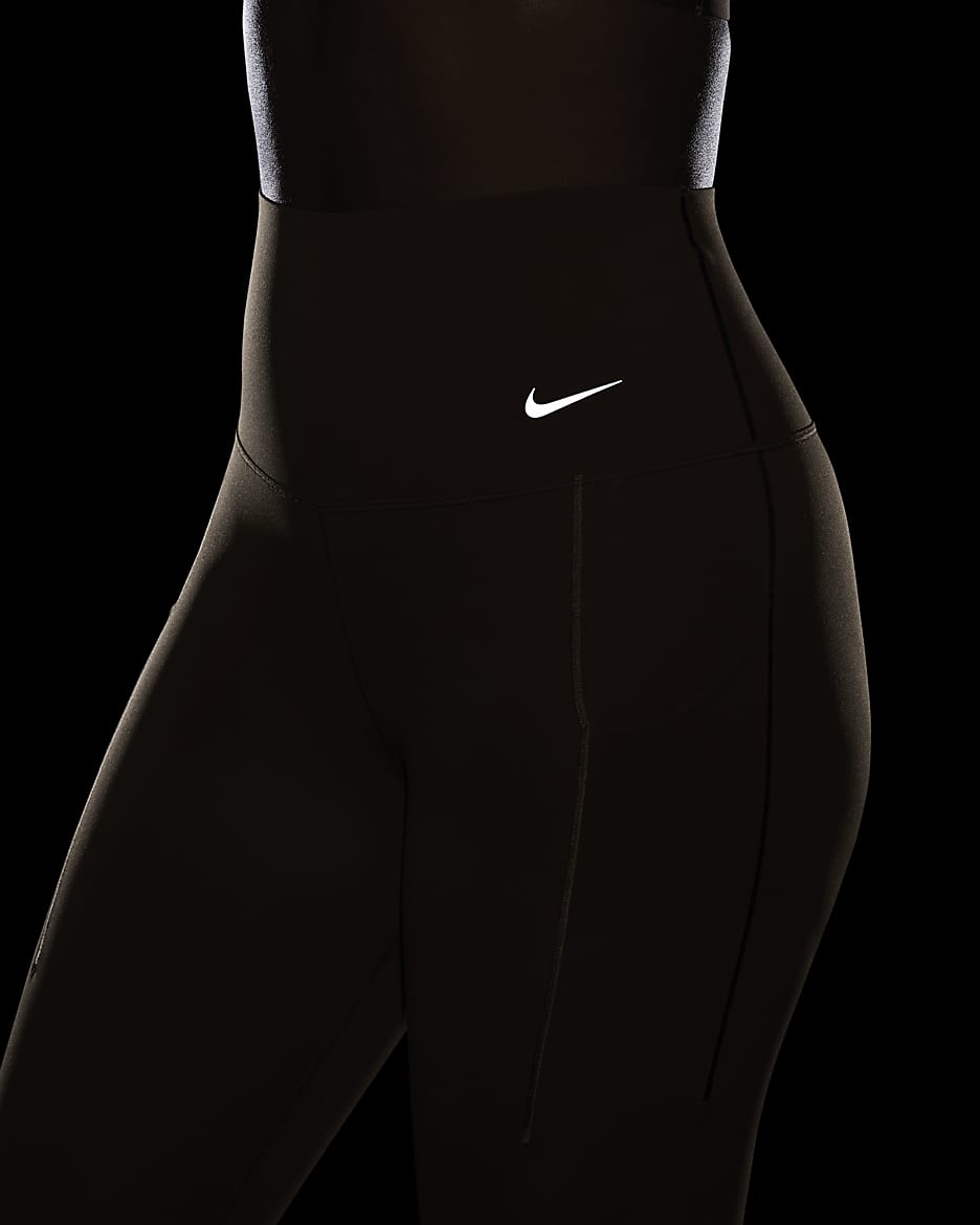 Nike Universa Women's Medium-Support High-Waisted 7/8 Leggings with Pockets - Light British Tan/Black