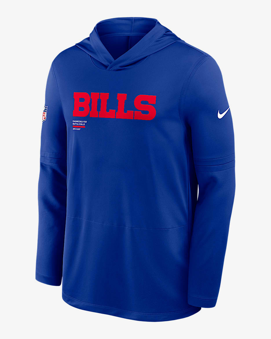 Buffalo Bills Pure Fury Sideline Men's Nike Dri-FIT NFL Long-Sleeve Hooded Top - Royal