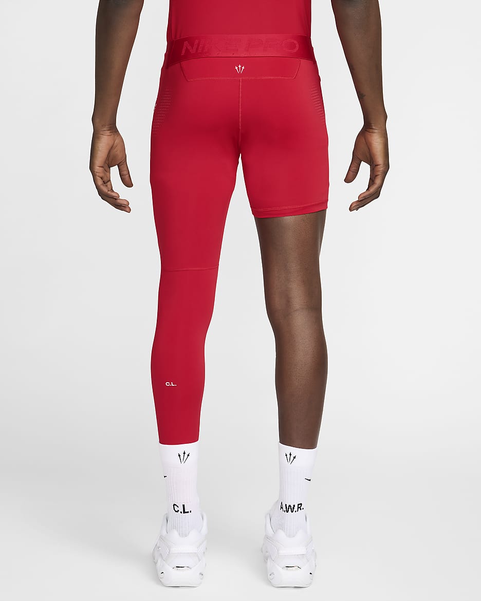 NOCTA Men's Single-Leg Basketball Tights (Left) - University Red/White