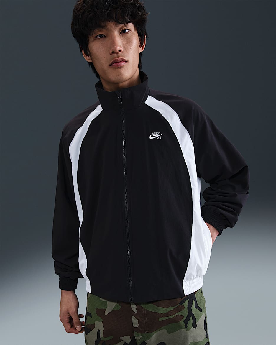 Nike SB Full-Zip Woven Skate Jacket - Black/White/White