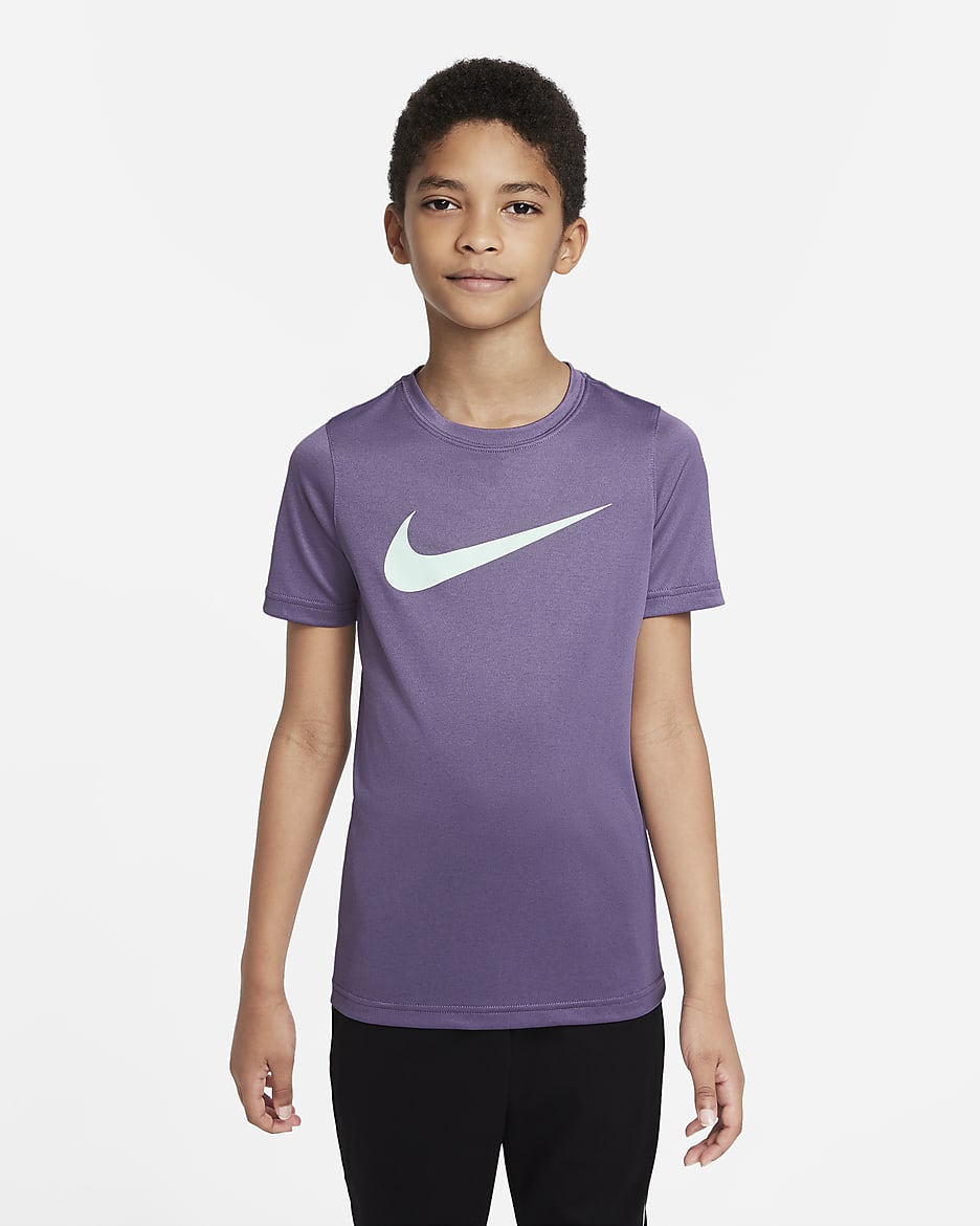 Nike Dri-FIT Big Kids' Swoosh Training T-Shirt - Canyon Purple