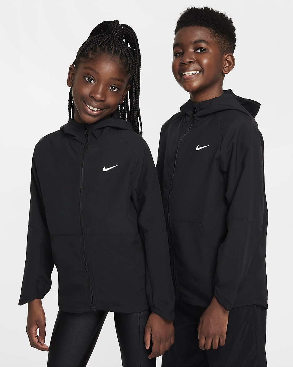 Nike Dri-FIT trainingsjack met uv-bescherming voor kids - Zwart