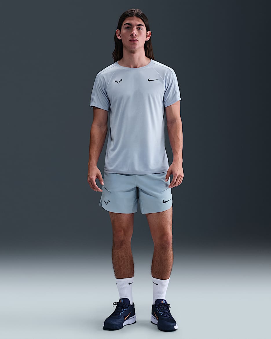 Shorts de tenis de 18 cm Nike Dri-FIT ADV para hombre Rafa - Azul militar claro/Azul marino medianoche