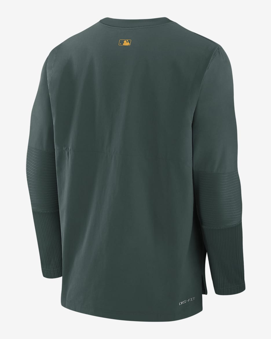 Oakland Athletics Authentic Collection Player Men's Nike Dri-FIT MLB Pullover Jacket - Hunter Green