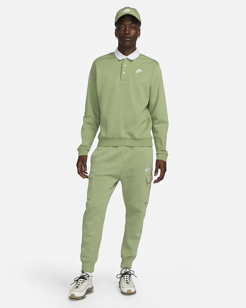 Pants cargo para hombre Nike Sportswear Club Fleece - Verde aceite/Verde aceite/Blanco