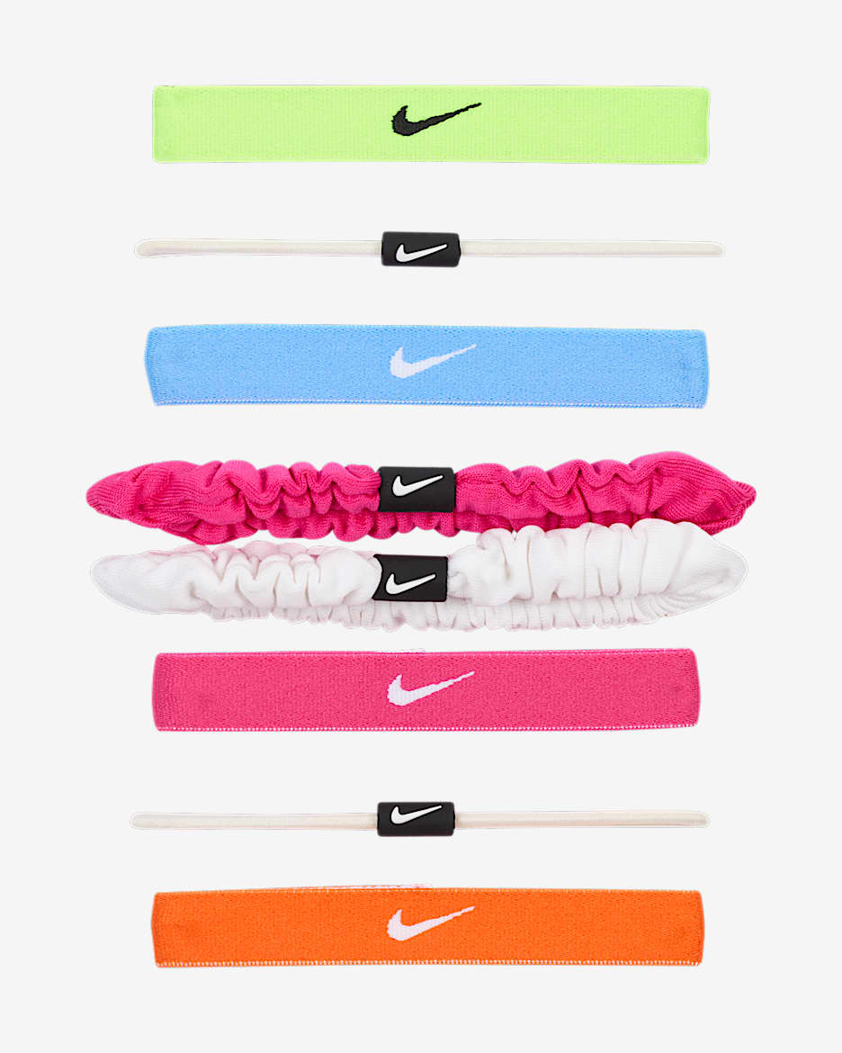 Nike Flex Classic Haargummis, gemischt (8er-Pack) - Volt/Weiß/Schwarz