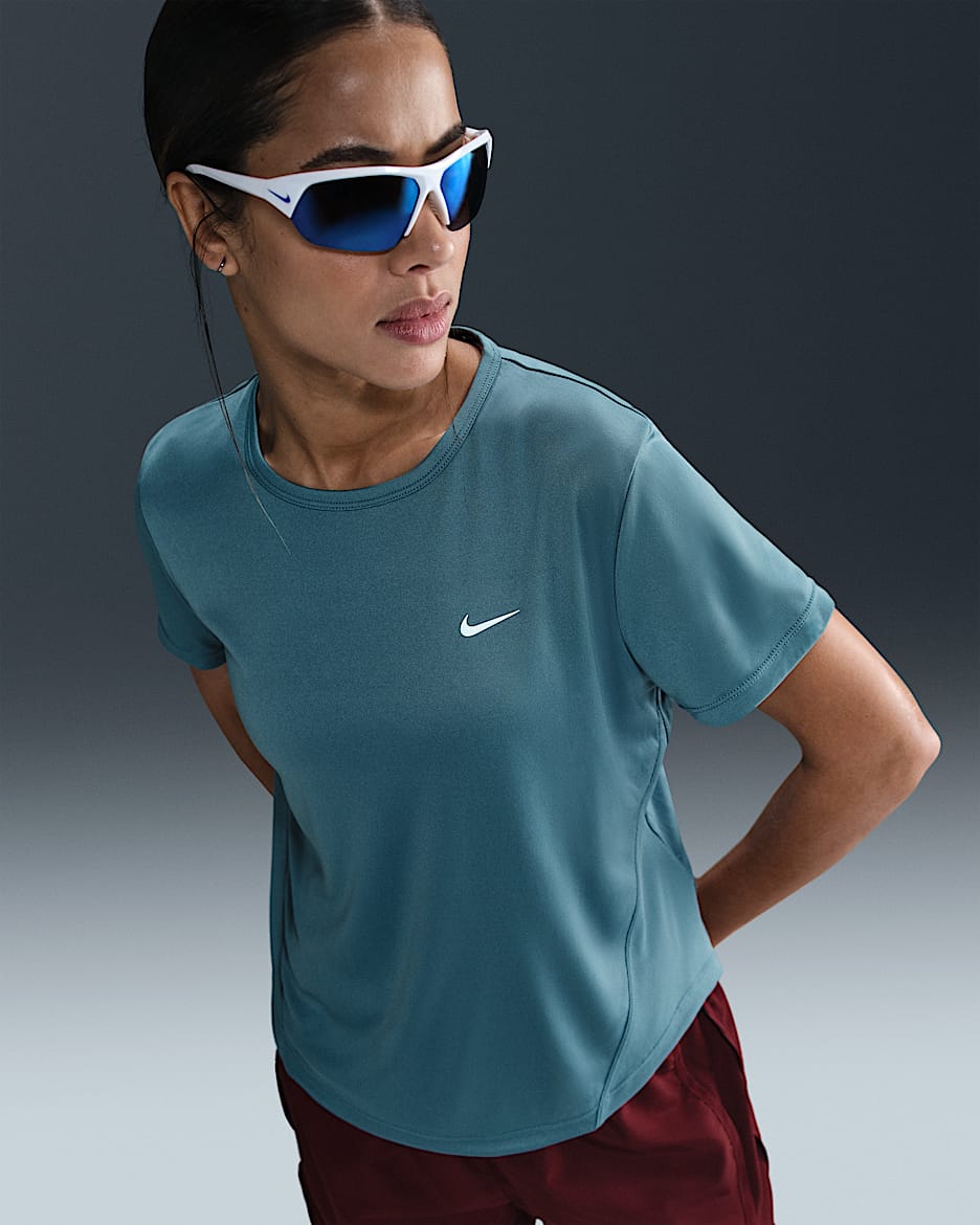 Haut de running à manches courtes Dri-FIT Nike Tempo pour femme - Smokey Blue