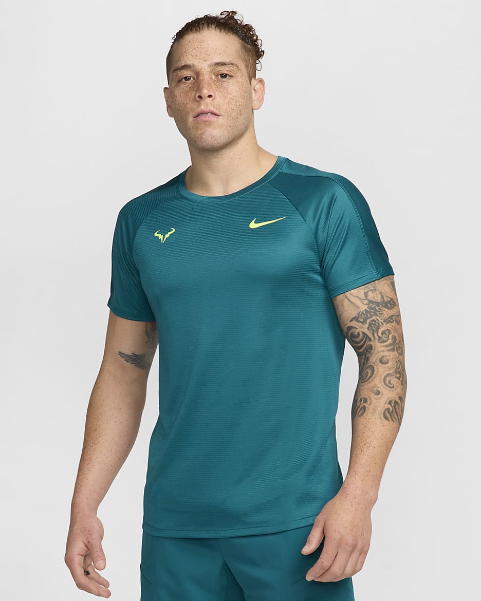 Rafa Challenger Men's Nike Dri-FIT Short-Sleeve Tennis Top - Geode Teal/Volt