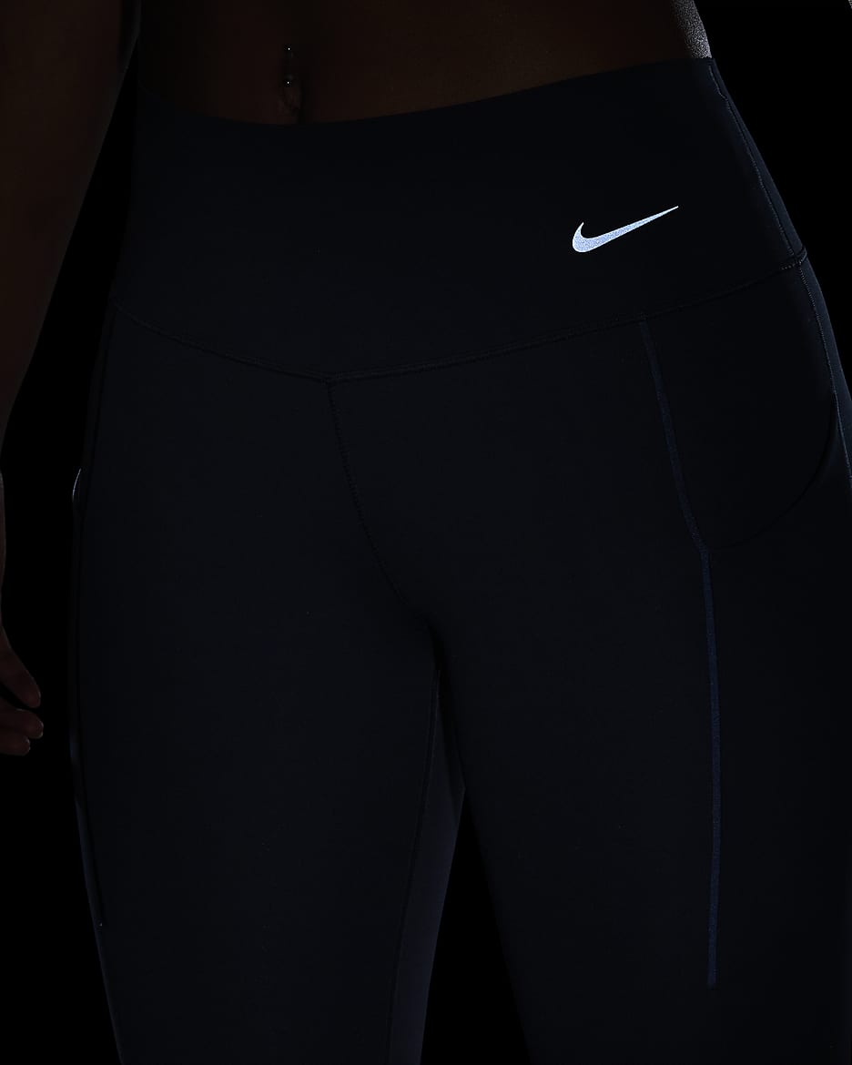 Legging long taille mi-haute à maintien normal avec poches Nike Universa pour femme - Armory Navy/Noir