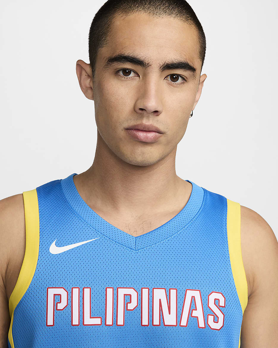 Philippines Limited Road Men's Nike Basketball Jersey - Light Photo Blue/Tour Yellow