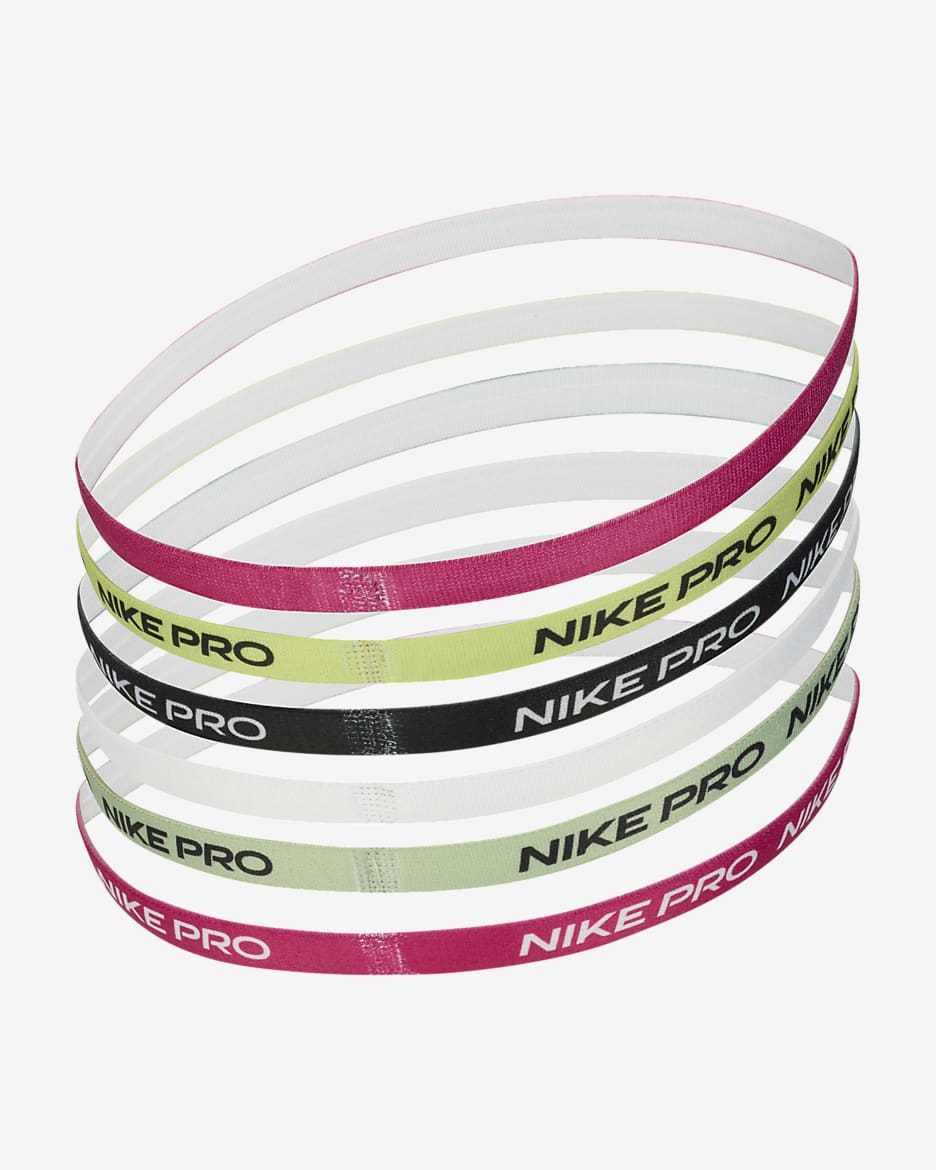 Fitas para o cabelo estampadas Nike (conjunto de 6) - Fireberry/Light Lemon Twist/Branco