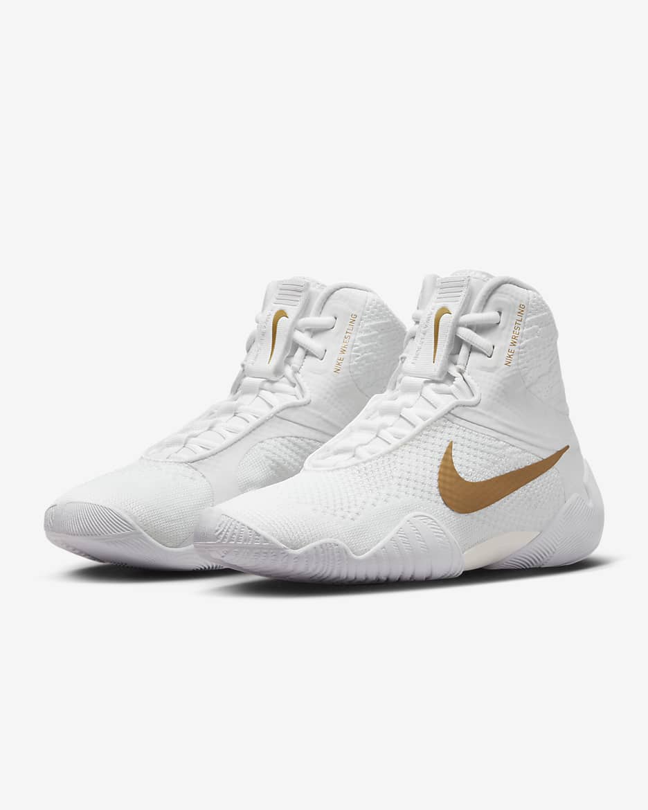 Nike Tawa Men's Wrestling Shoes - White/White/White/Metallic Gold