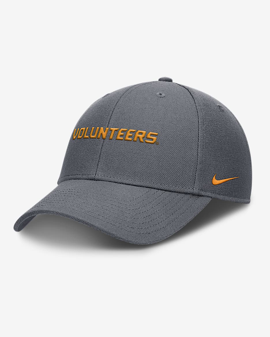 Gorra de rejilla universitaria Nike Dri-FIT ajustable para hombre Tennessee On-Field Rise Gameday - Gris