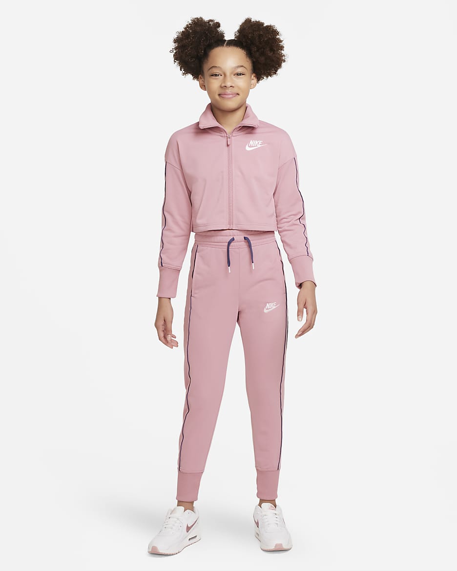 Nike Sportswear Big Kids' (Girls') High-Waisted Tracksuit - Elemental Pink/Diffused Blue/White