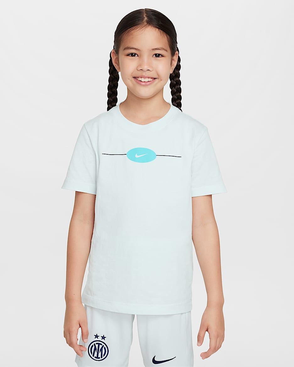 Inter Milan Nike Football T-skjorte til store barn - Ghost Aqua