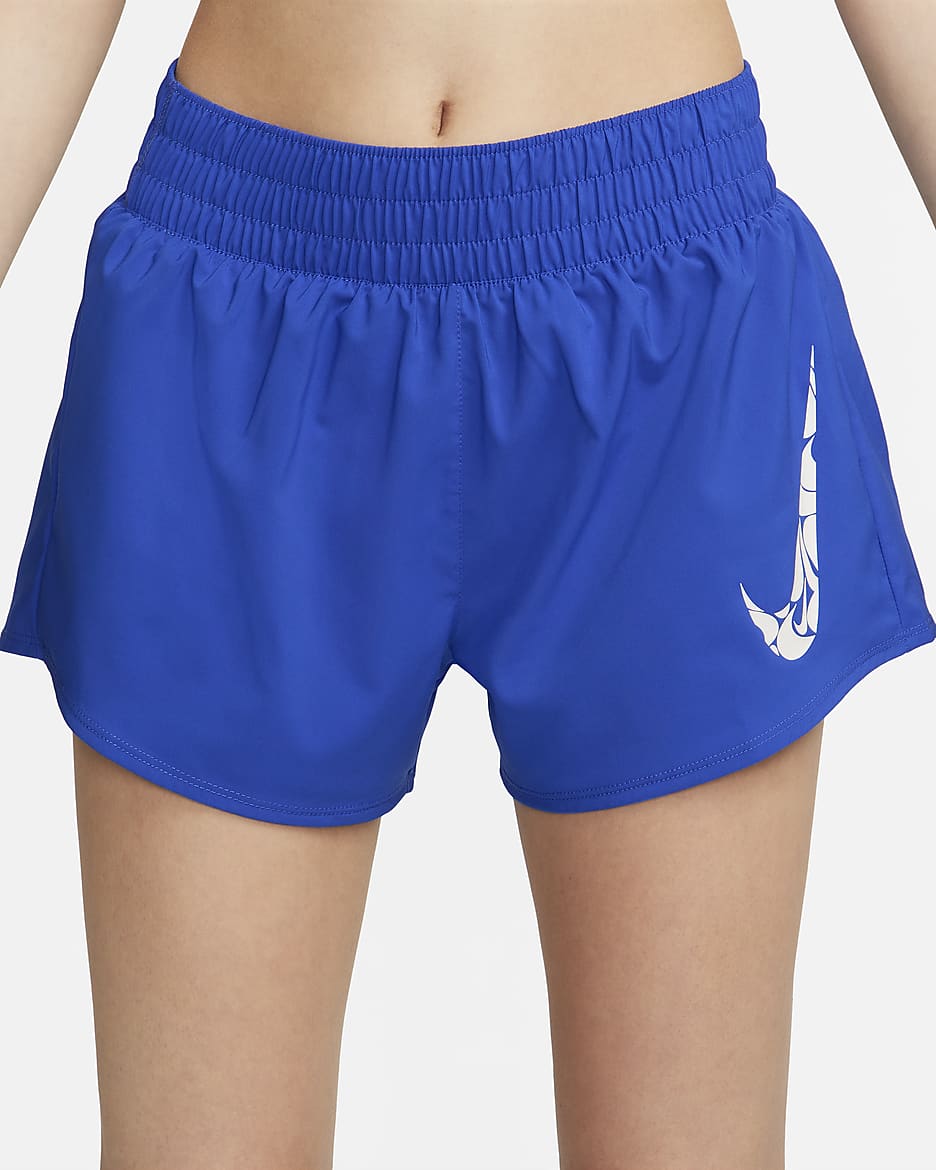 Nike One Women's Dri-FIT Mid-Rise 3" Brief-Lined Shorts - Hyper Royal/White