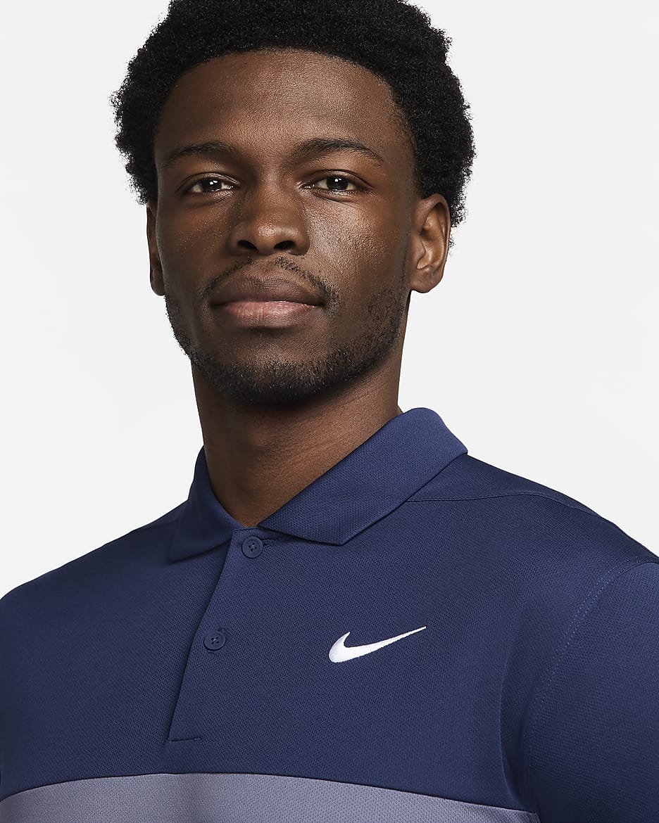 Nike Victory+ Men's Dri-FIT Golf Polo - Midnight Navy/Obsidian/Light Carbon/White