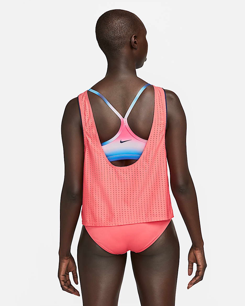 Playera tankini convertible en capas para mujer Nike Swim - Coral marino