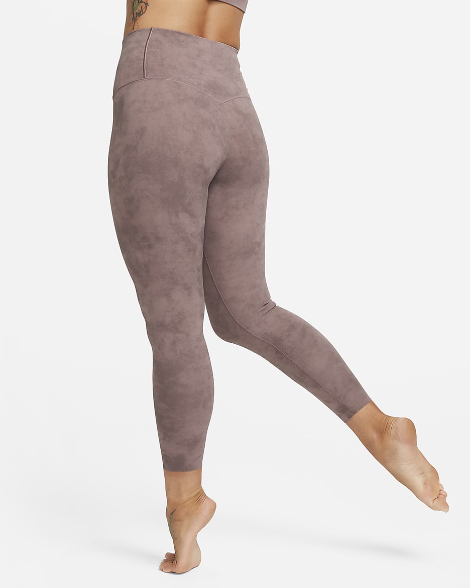 Nike Zenvy Tie-Dye Women's Gentle-Support High-Waisted 7/8 Leggings - Smokey Mauve/Black