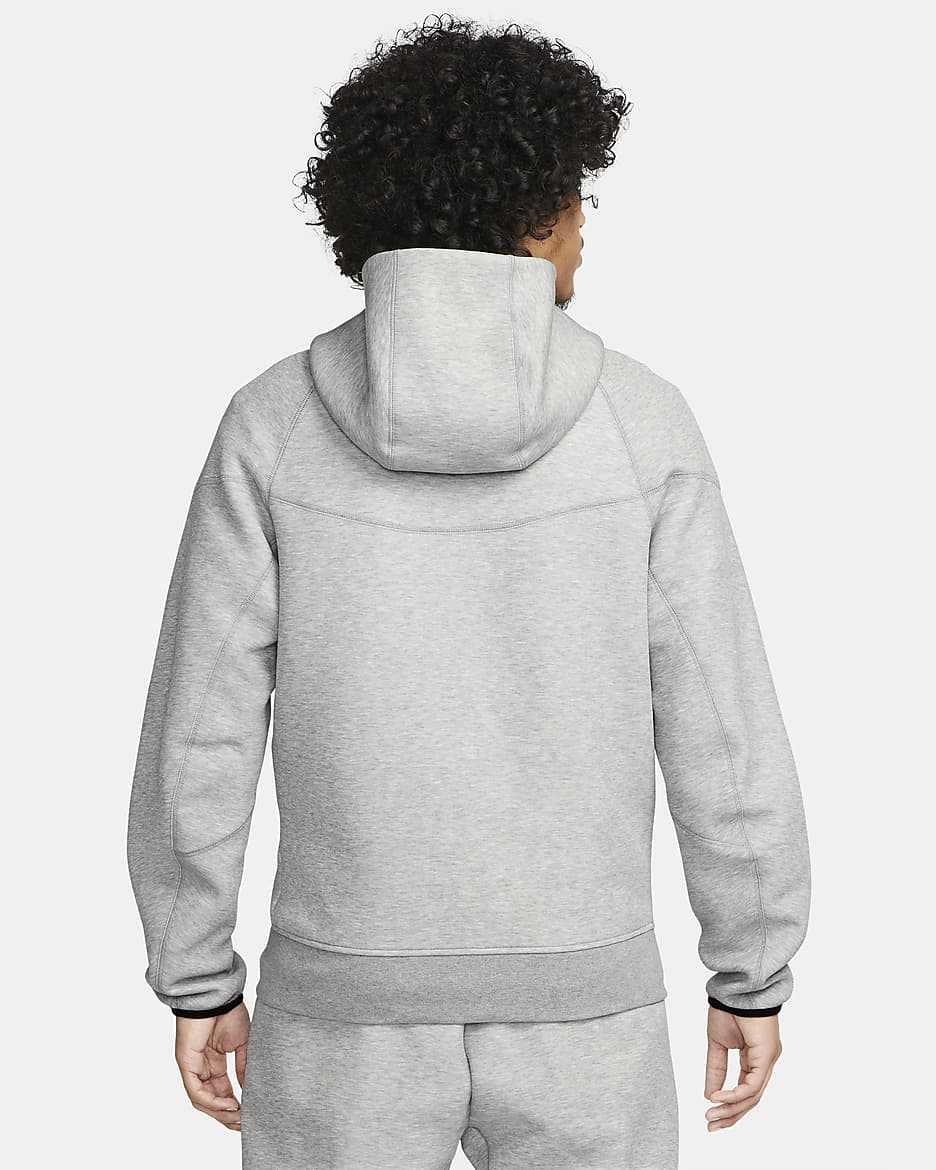 Pánská mikina s kapucí a dlouhým zipem Nike Sportswear Tech Fleece Windrunner - Dark Grey Heather/Černá