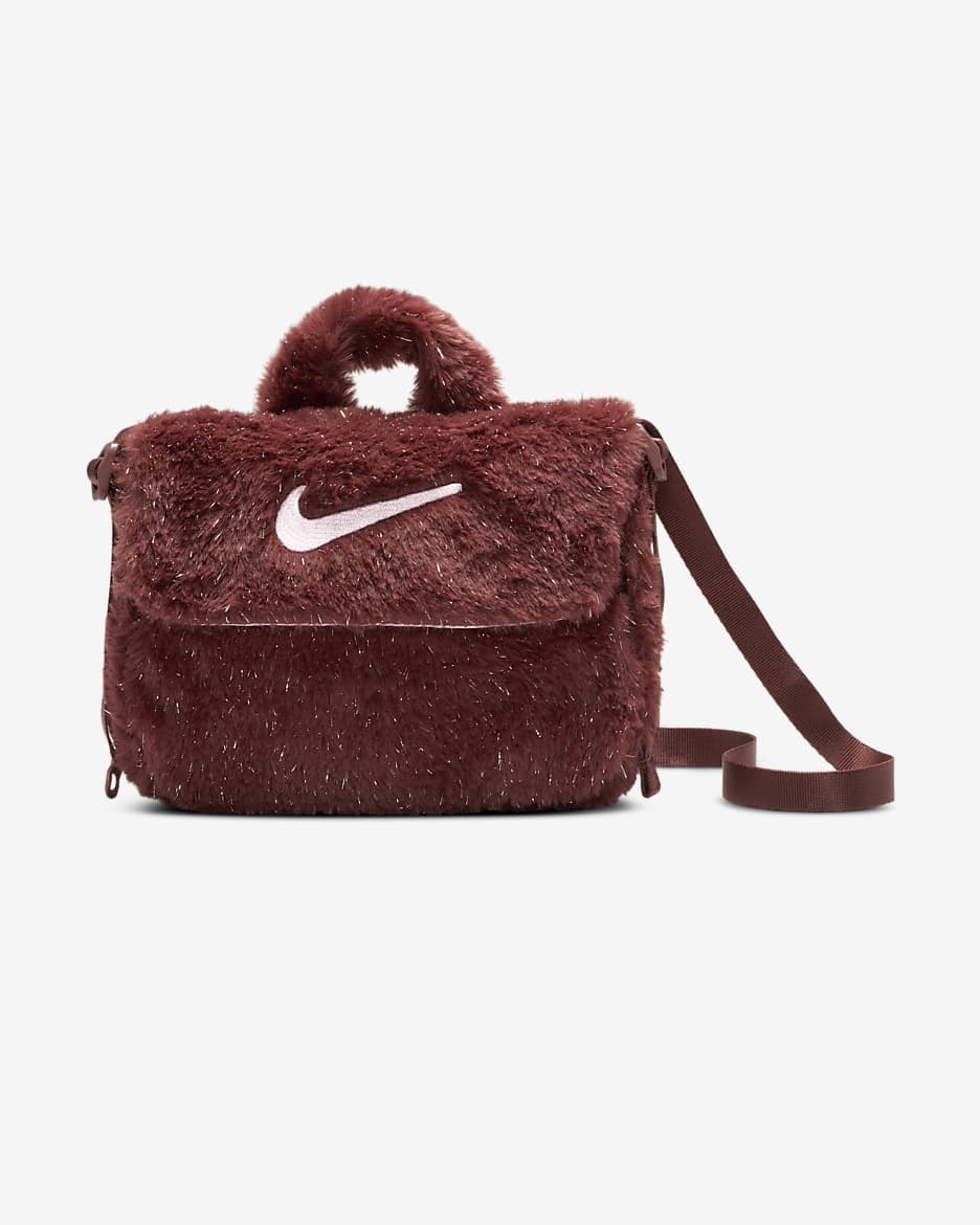 Nike Older Kids' Faux Fur Cross-Body Bag (1L) - Dark Pony/Pink Foam/Pink Foam