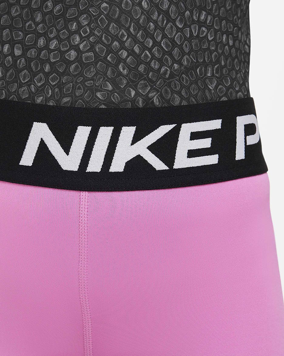 Nike Pro Big Kids' (Girls') Dri-FIT 5" Shorts - Playful Pink/White