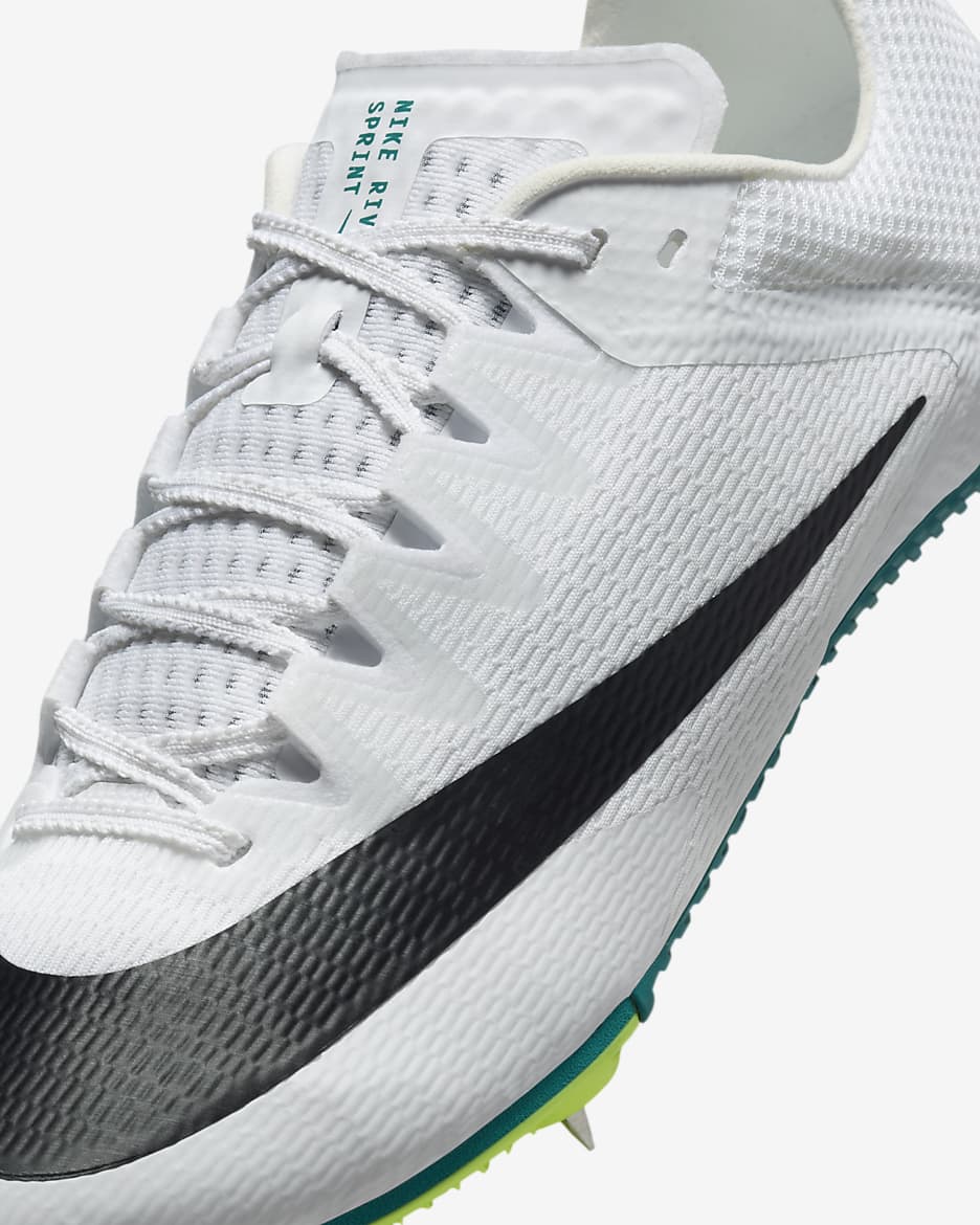 Tenis de atletismo con clavos para carreras rápidas Nike Zoom Rival - Blanco/Abeto brillante/Verde vapor/Negro