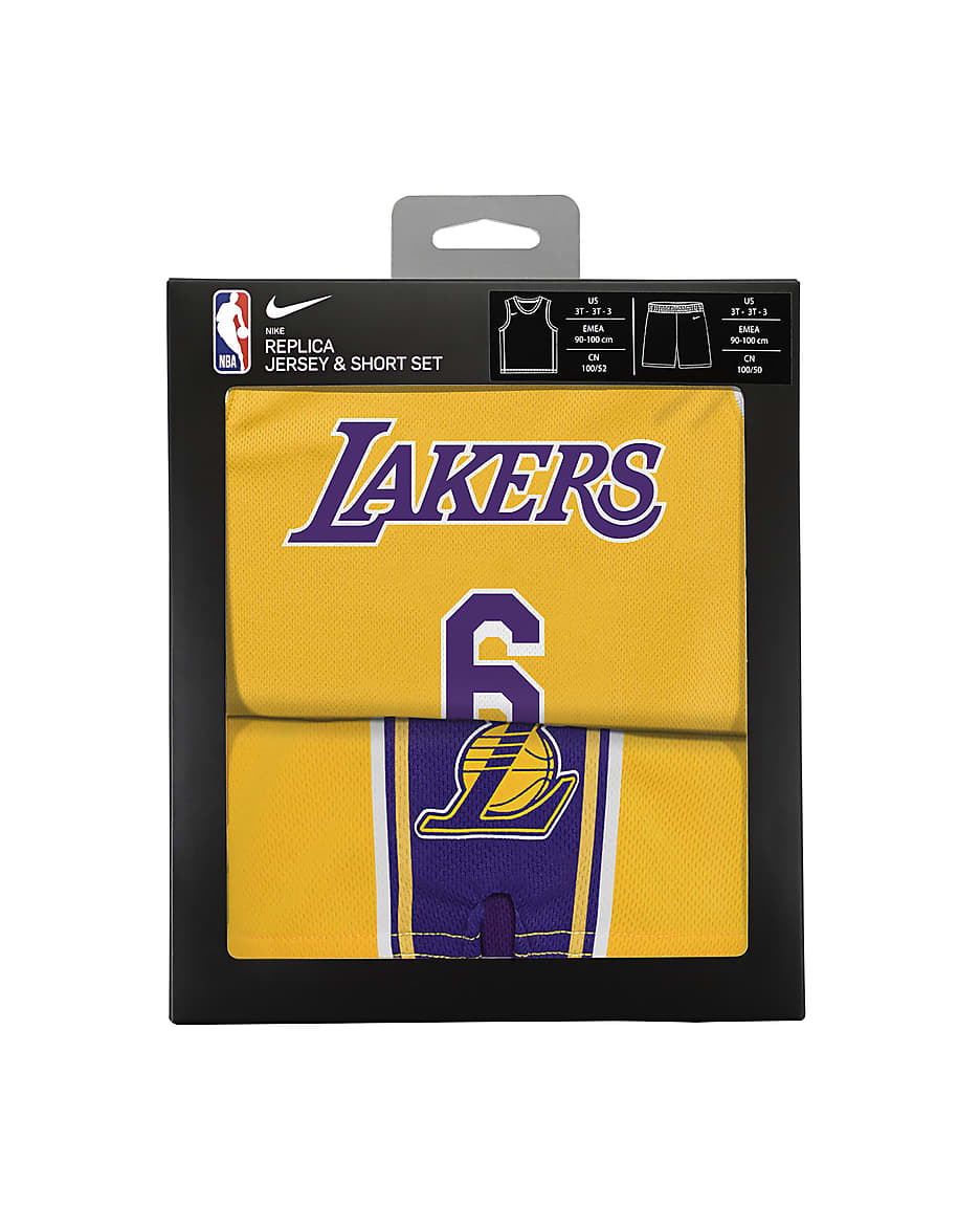 LeBron James Los Angeles Lakers Icon Edition Older Kids' (Boys') Nike NBA Jersey and Shorts Box Set - Amarillo