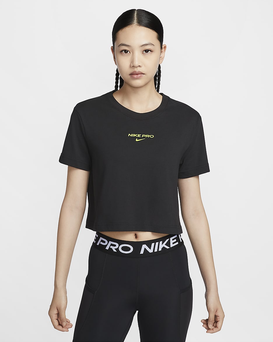 Nike Pro Women's Dri-FIT Short-Sleeve Cropped Tee - Black