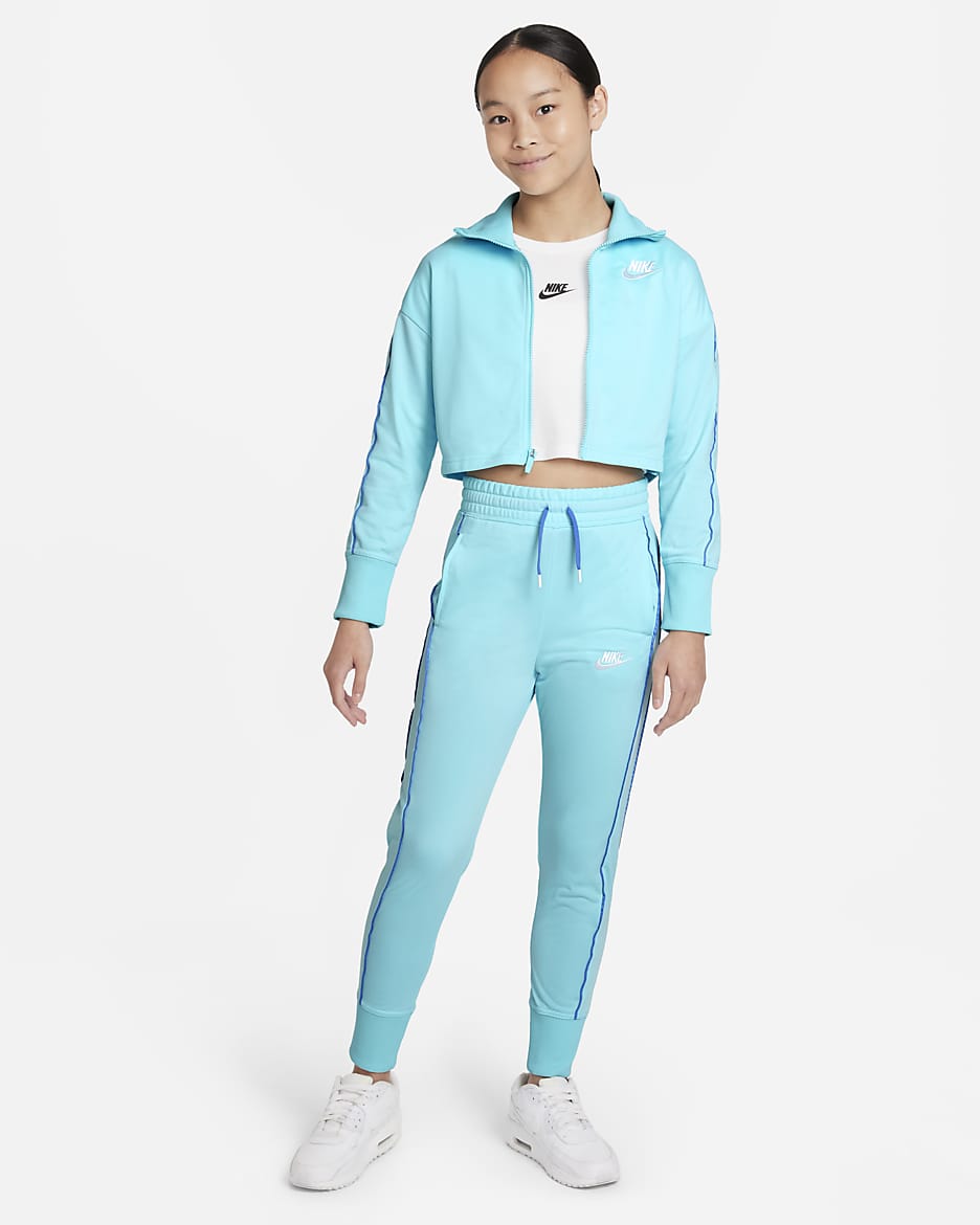 Conjunto de entrenamiento de cintura alta para niñas talla grande Nike Sportswear - Copa/Polar/Blanco