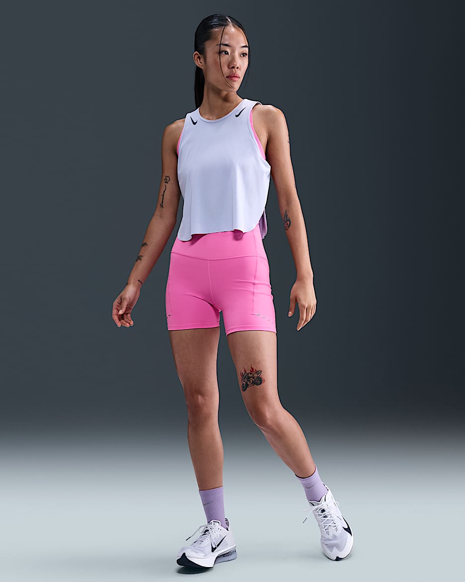 Nike Swift Women's High-Waisted 10cm (approx.) Tight Running Shorts with Pockets - Playful Pink