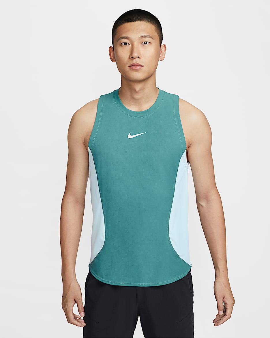 NikeCourt Slam Men's Dri-FIT Tennis Tank Top - Mineral Teal/White