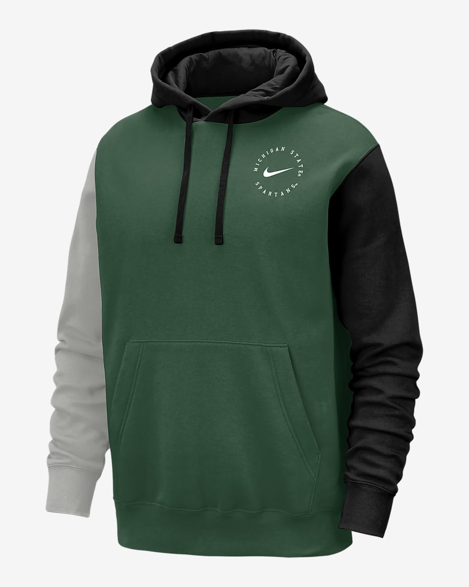 Michigan State Club Fleece Men's Nike College Hoodie - Dark Grey/Black