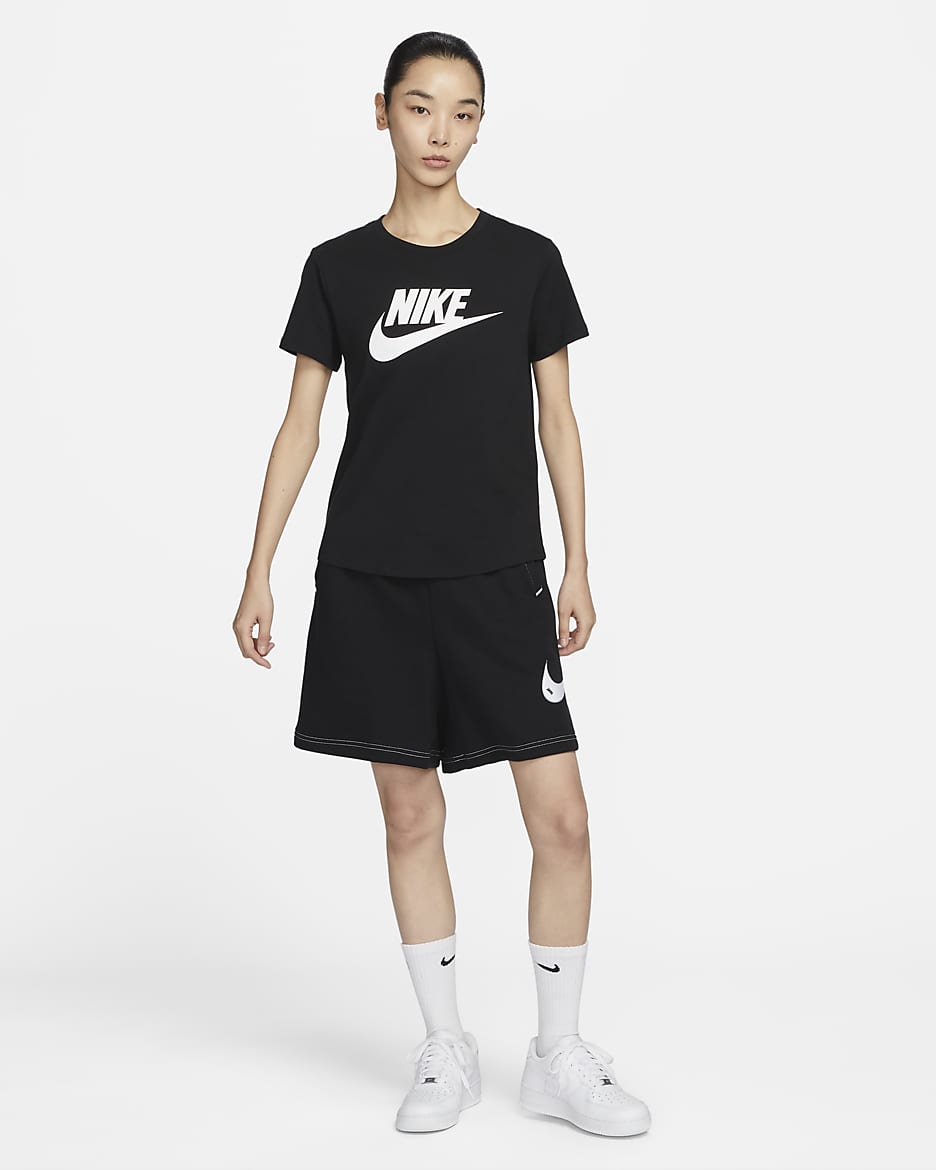 Nike Sportswear Essentials 女款標誌 T 恤 - 黑色/白色