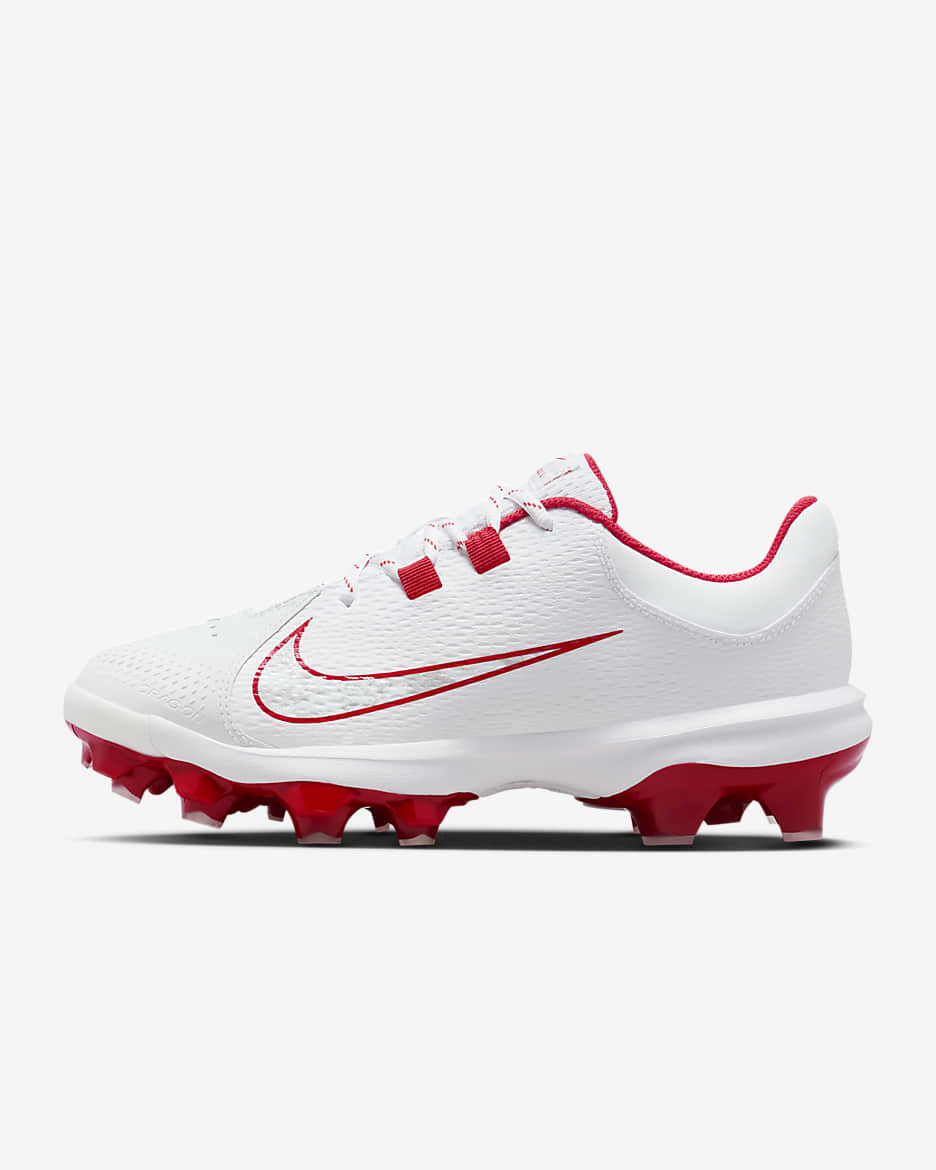 Tacos de softball para mujer Nike Hyperdiamond 4 Pro MCS - Blanco/Platino puro/Rojo universitario