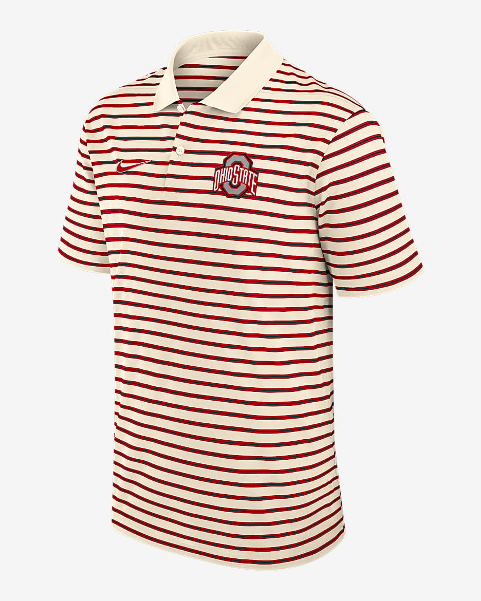 Ohio State Striped Men's Nike Dri-FIT College Polo - Tan/Beige