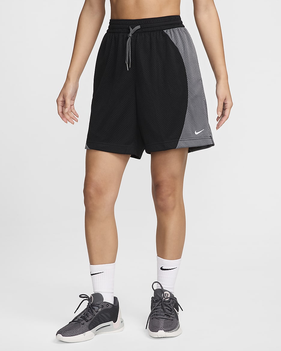 Shorts de básquetbol de malla Dri-FIT para mujer Nike Essential - Negro/Gris hierro/Blanco