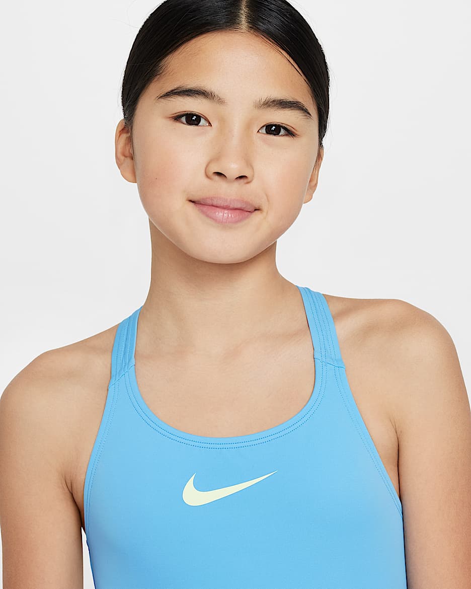 Traje de baño de una sola pieza con espalda deportiva para niña talla grande Nike Essential - Azul universitario