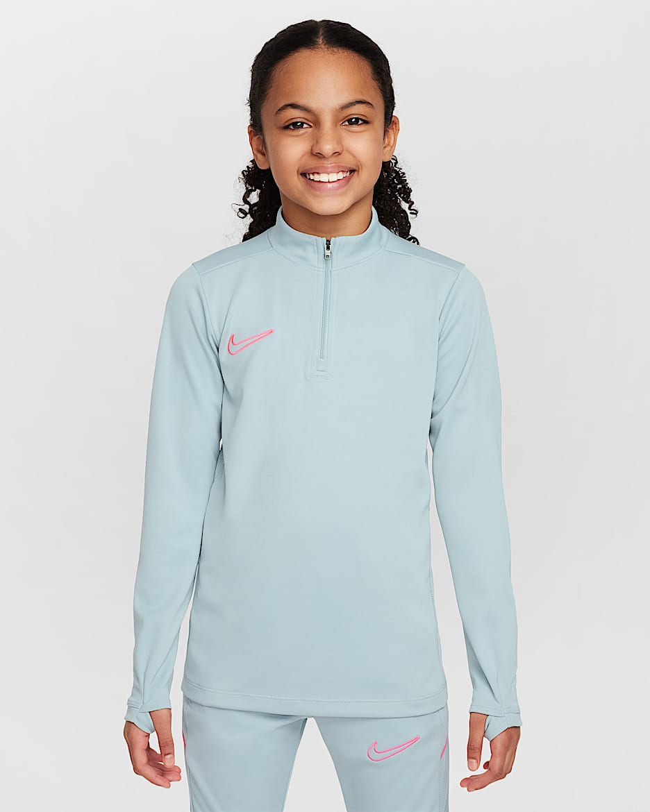 Nike Academy voetbaltrainingstop met Dri-FIT, lange mouwen en korte rits voor kids - Ocean Cube/Ocean Cube/Hyper Pink
