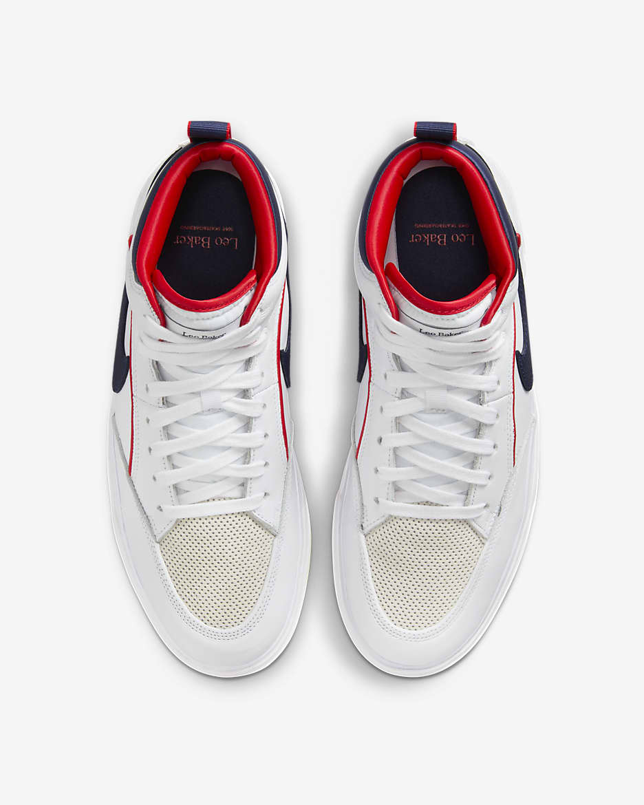 Nike SB React Leo Premium Skate Shoes - White/University Red/White/Midnight Navy