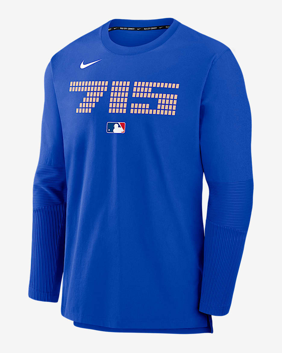 Chamarra sin cierre Nike Dri-FIT de la MLB para hombre Atlanta Braves Authentic Collection City Connect Player - Royal