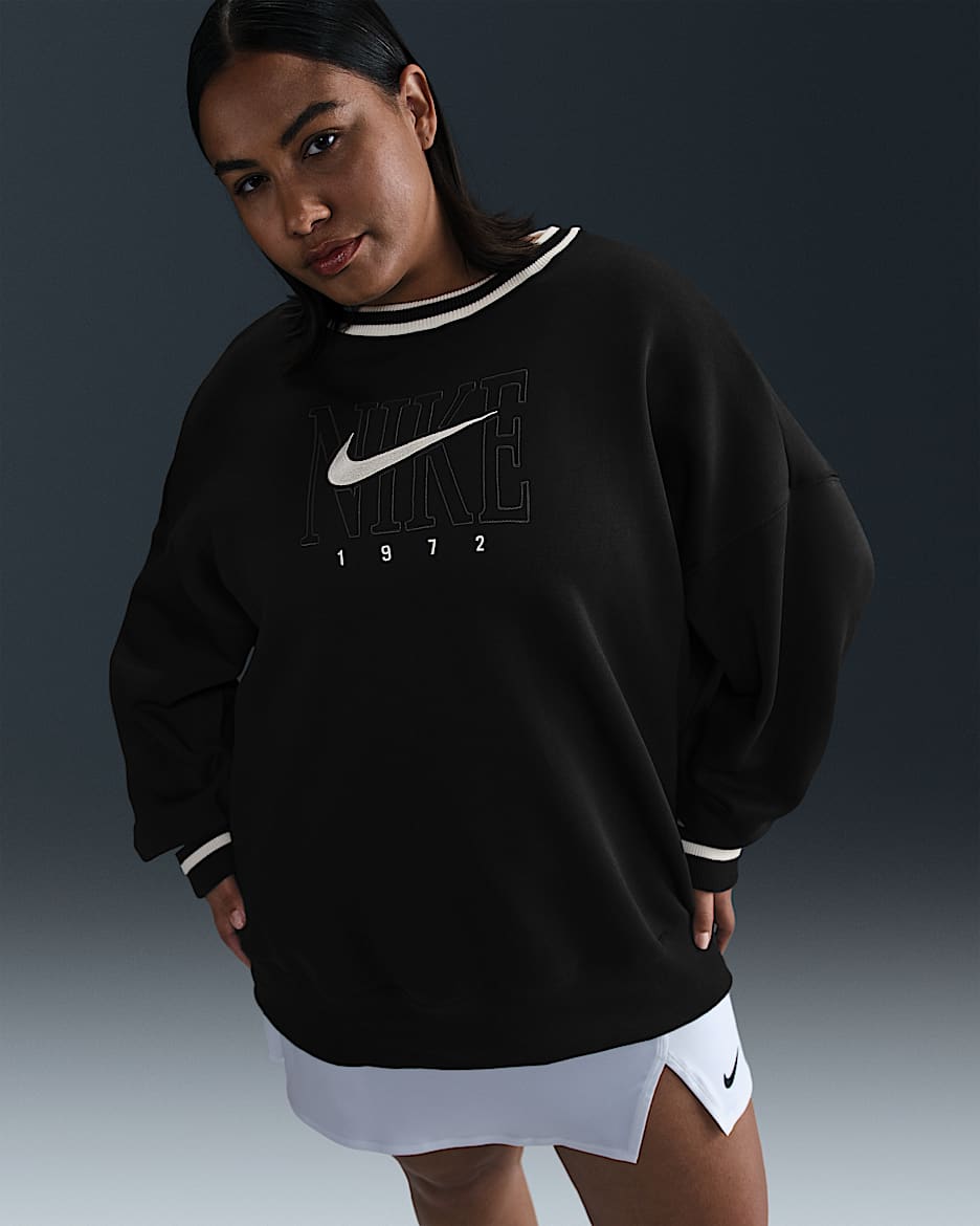 Sudadera de cuello redondo con gráfico oversized para mujer (talla grande) Nike Sportswear Phoenix Fleece - Negro