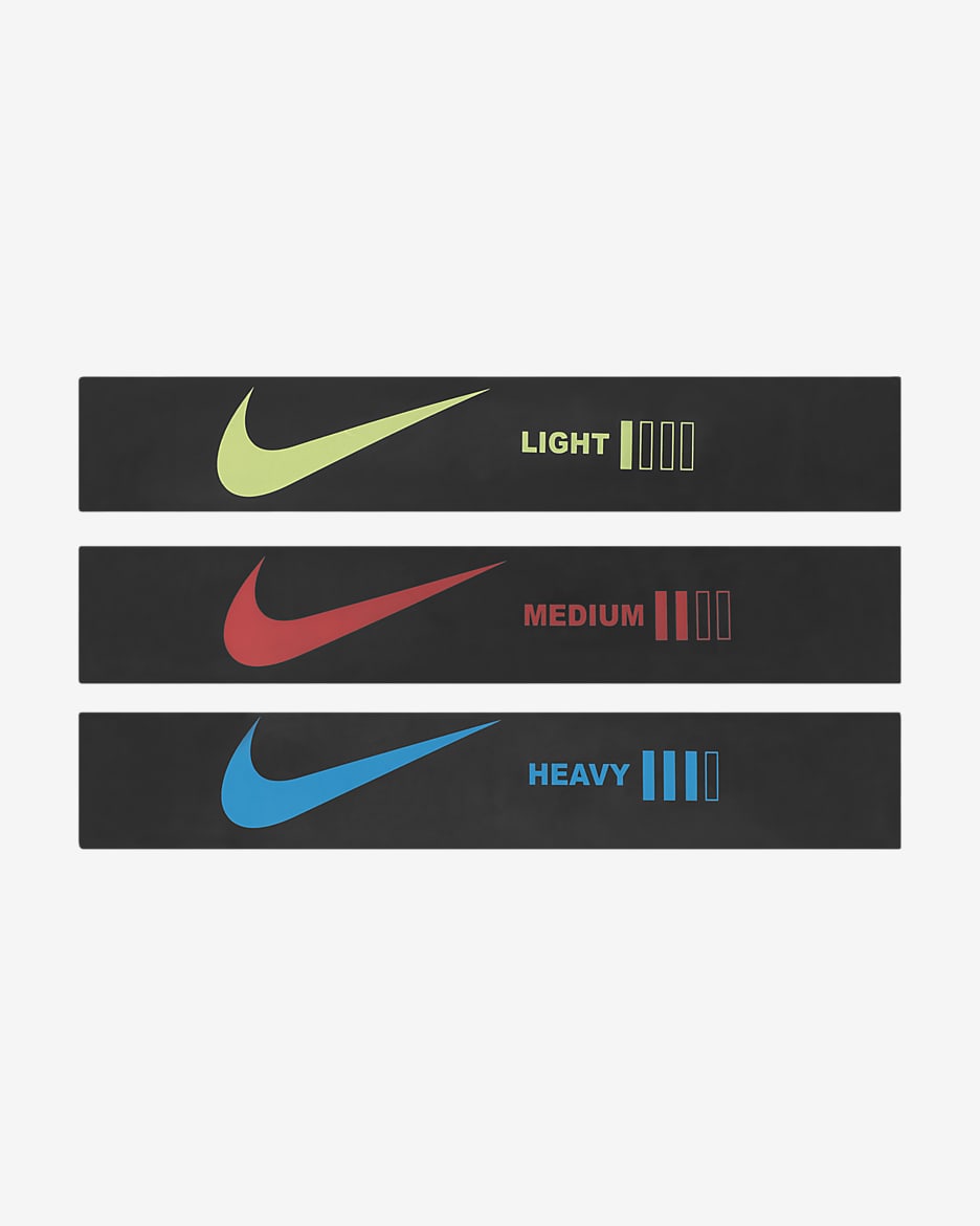 Mini bandas de resistencia Nike (paquete de 3) - Negro/Negro