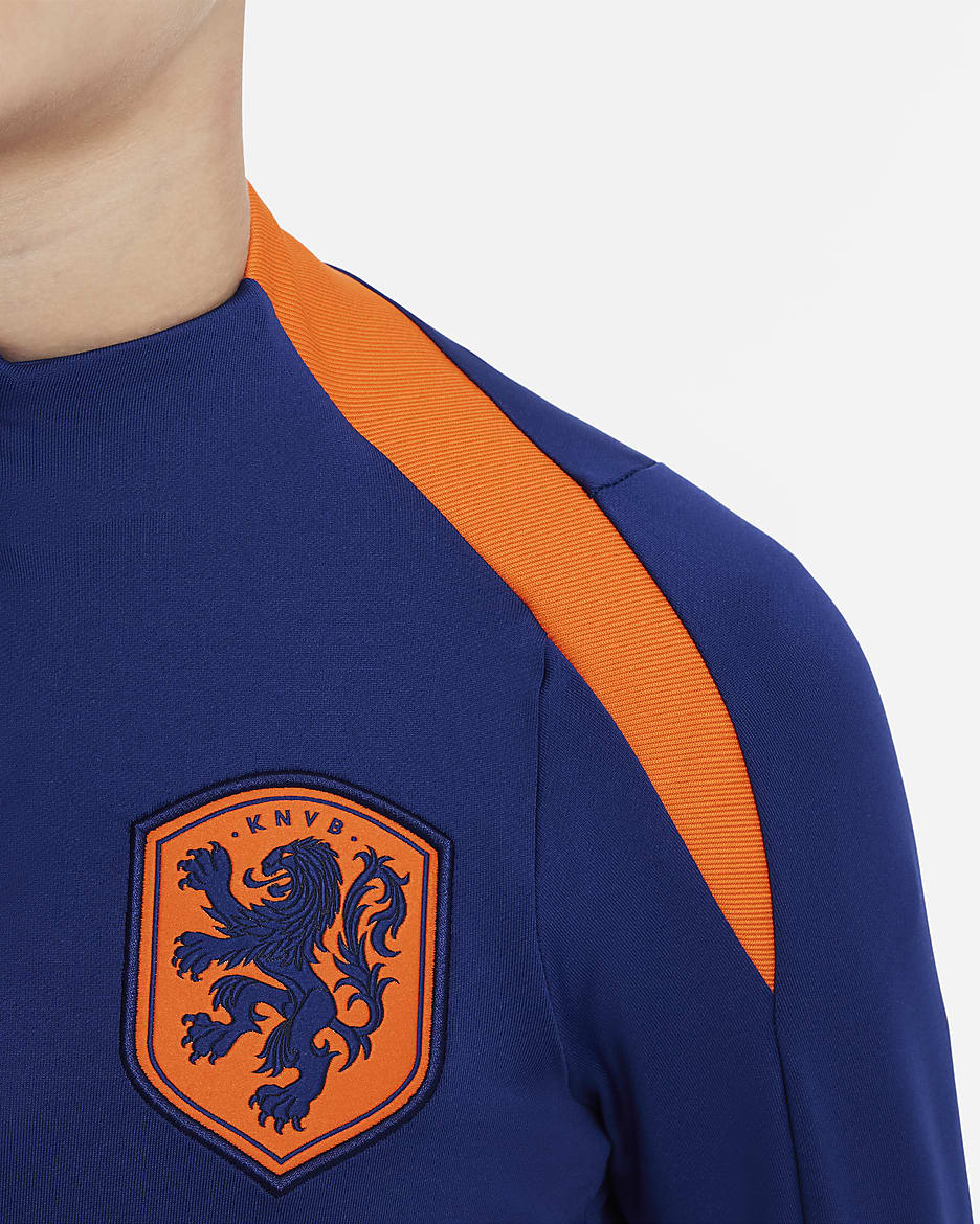 Niederlande Strike Nike Dri-FIT Fußball-Drill-Oberteil für ältere Kinder - Deep Royal Blue/Safety Orange/Safety Orange