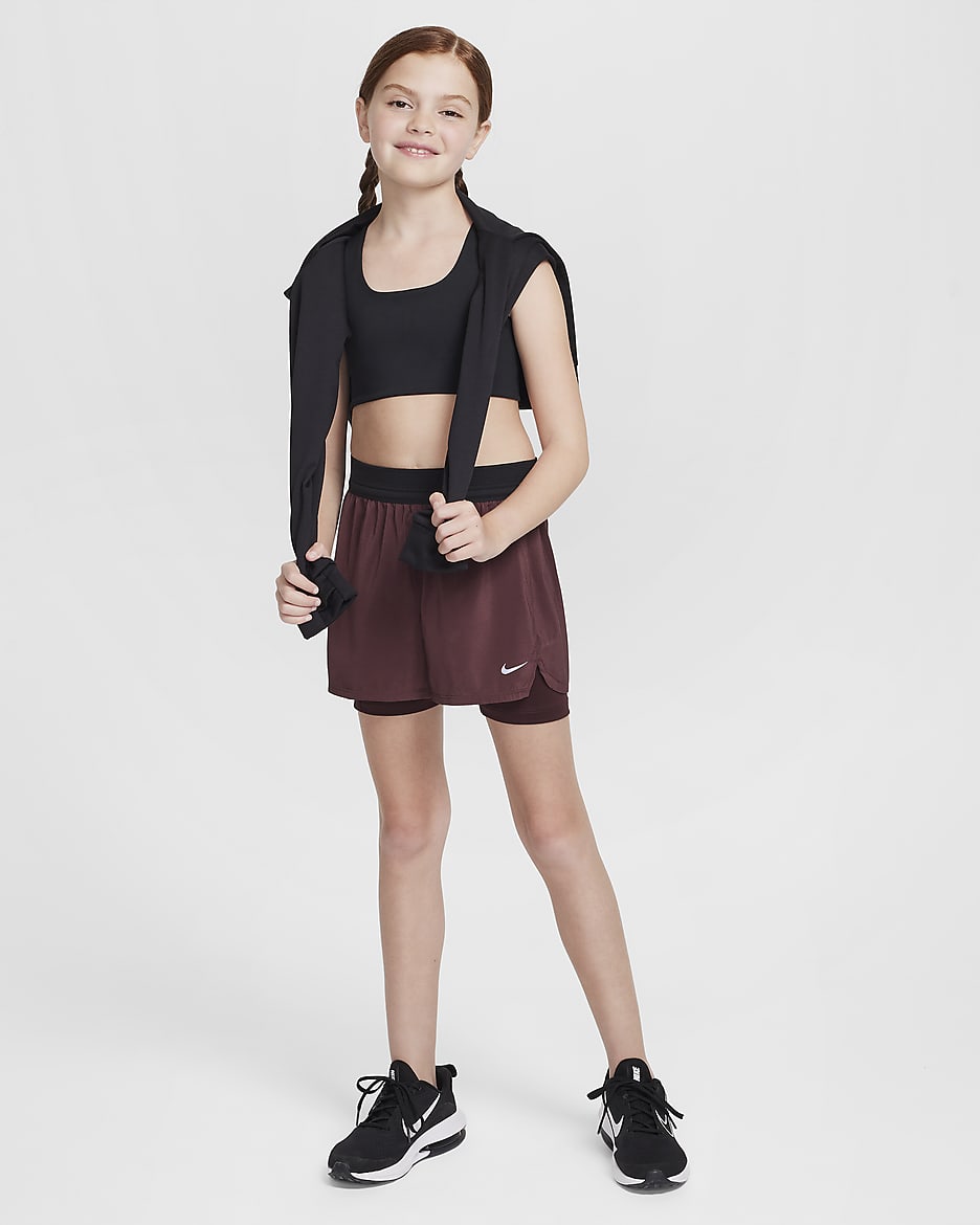 Nike One Older Kids' (Girls') Long-Line Sports Bra - Black/White