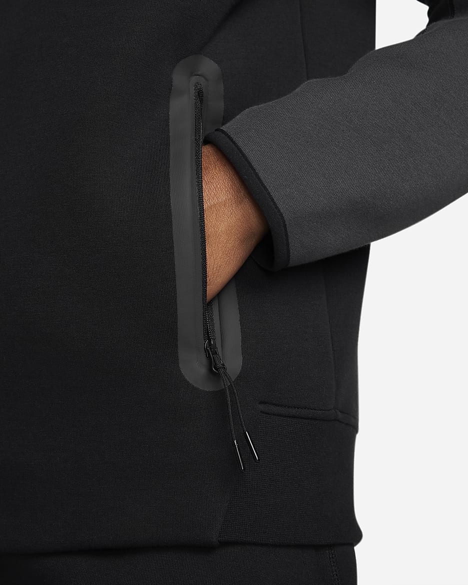 Nike Sportswear Tech Fleece Windrunner Men's Full-Zip Hoodie - Black/Dark Smoke Grey/Light Crimson