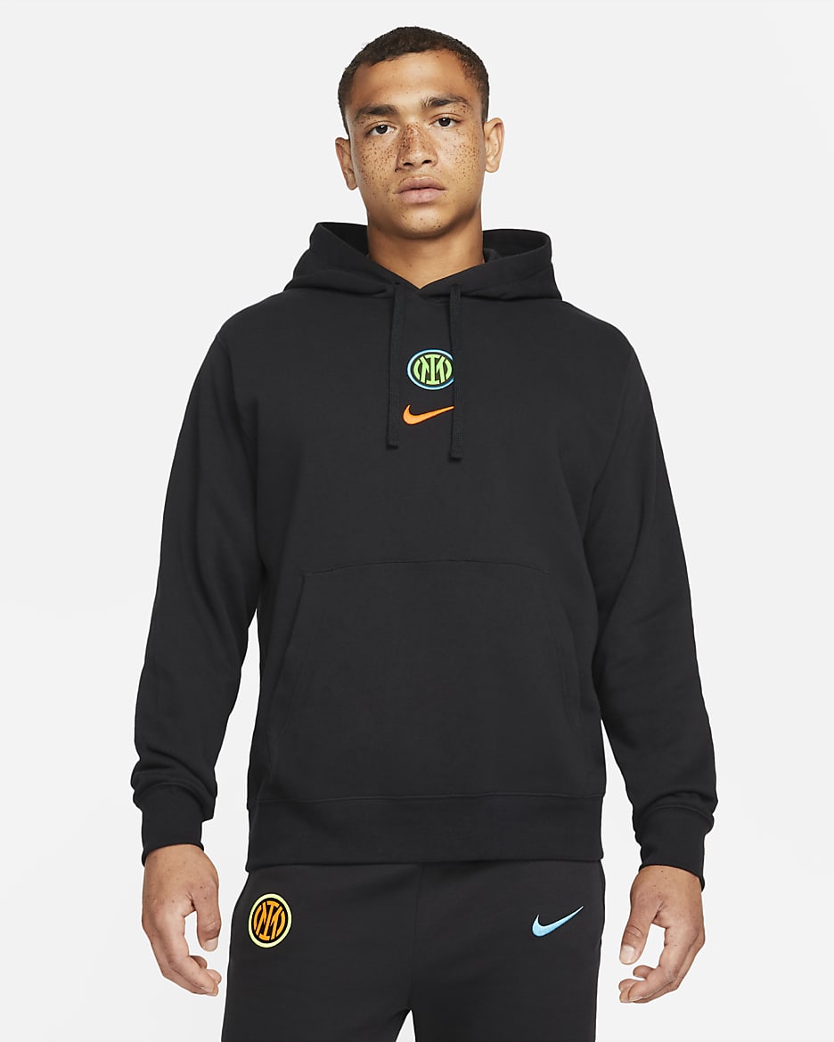 Inter Milan Club Men's Fleece Pullover Hoodie - Black/Total Orange
