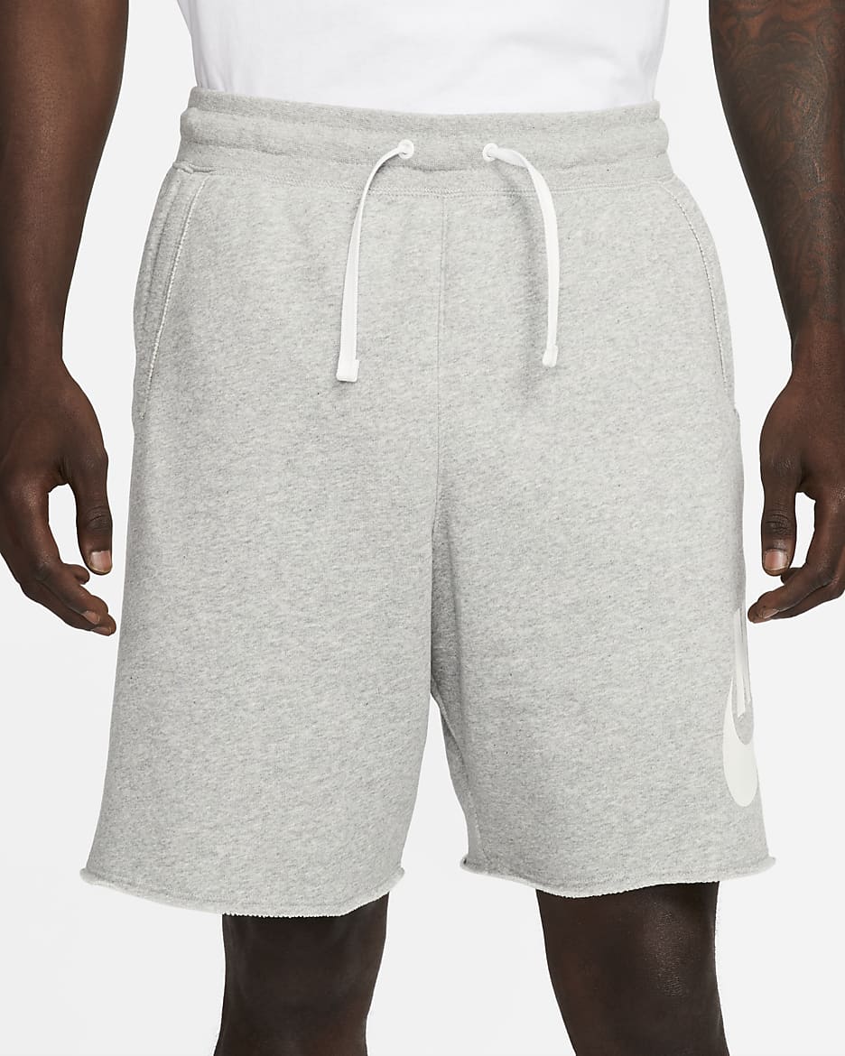 Short en molleton Nike Club Alumni pour homme - Dark Grey Heather/Blanc/Blanc