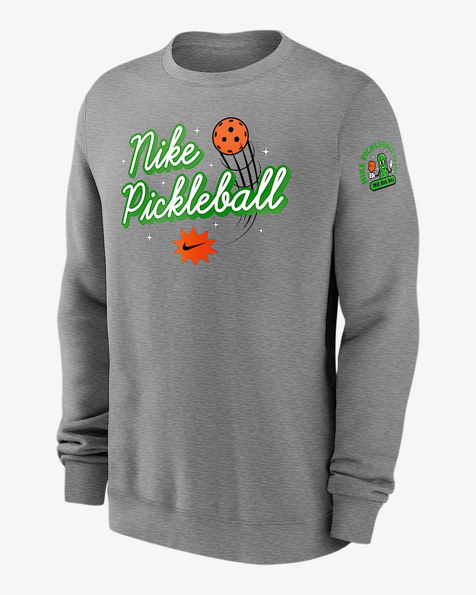 Nike Club Fleece Men's Pickleball Crew-Neck Sweatshirt - Dark Grey Heather